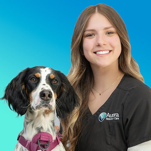 Natalie Natalie in scrubs with dog